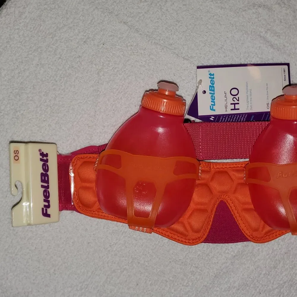 FuelBelt Helium H2O Hydration Running Belt 2 Bottles Pouch Adjustable OS Pink
